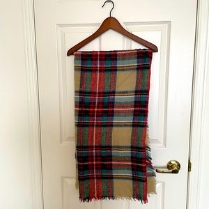Beige Plaid Blanket Scarf